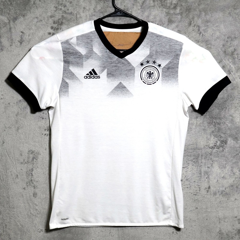 Adidas Germany Soccer T-Shirt Mens M White Black Climalite DFB Home Kit Tee